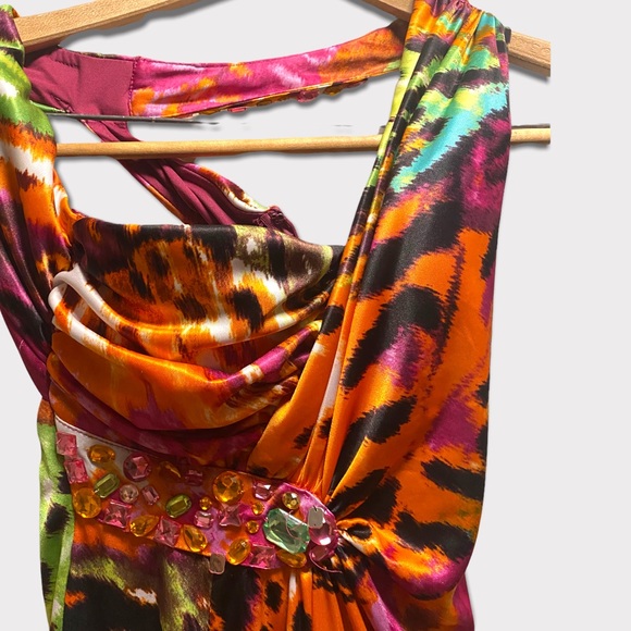 Vibrant Slinky Asymmetrical Formal Dress - Picture 12 of 12